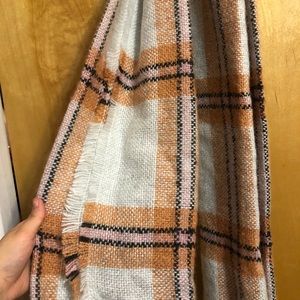 NWT Orange,Pink, and White Plaid Scarf